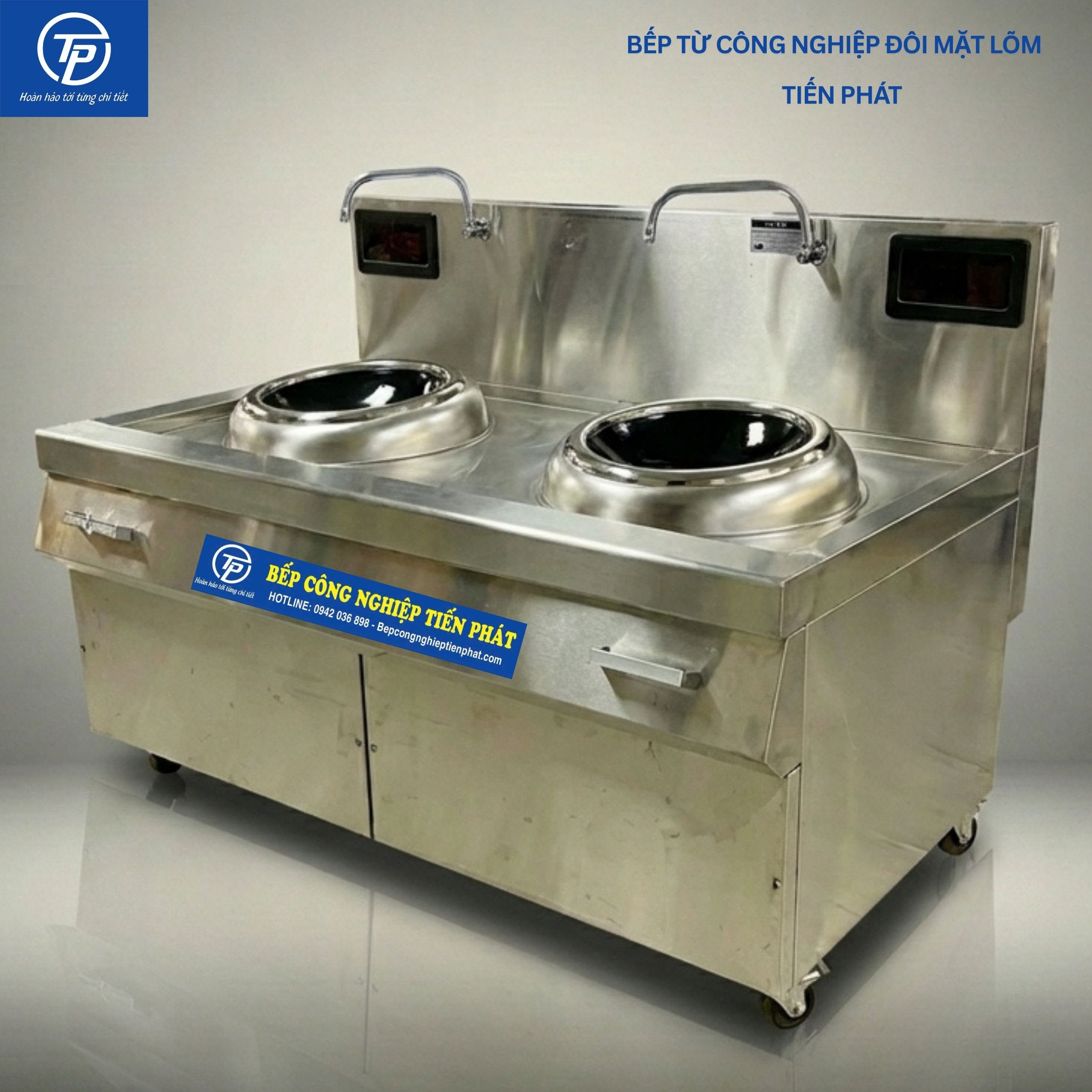 Bếp Từ Công Nghiệp Đôi 8kw Mặt Lõm